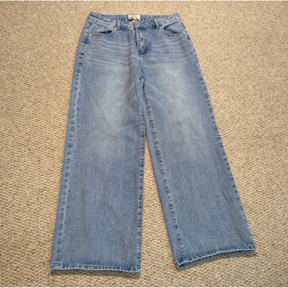 Blue Asphalt Wide Leg Jeans Womens M Blue Embroidered New York Streetwear